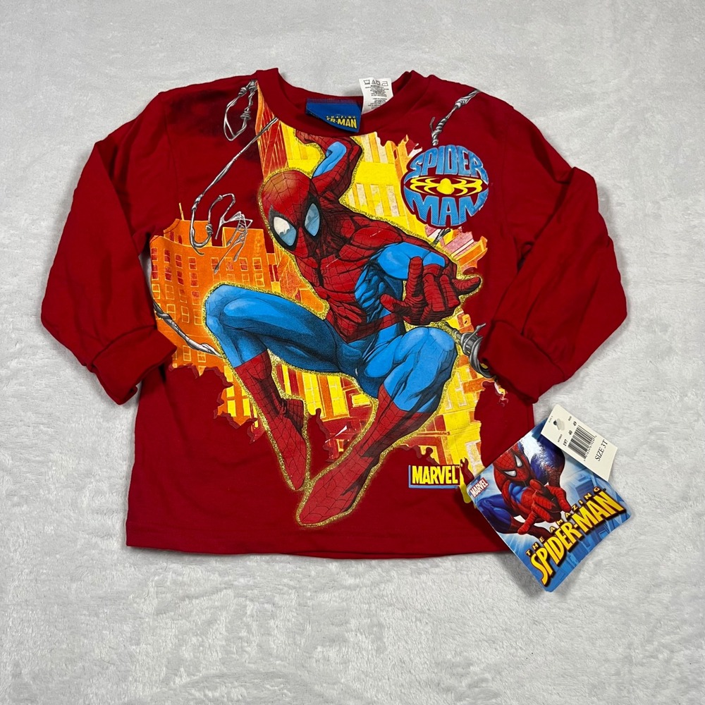 Marvel Spider-Man Long Sleeve Graphic T-Shirt Red Size 3T New With Tags 2006